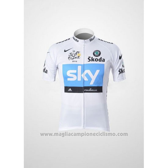 2011 Abbigliamento Ciclismo Sky Lider Bianco e Celeste Manica Corta e Salopette
